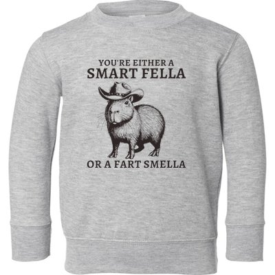 Funny Capybara YouRe Either A Smart Fella Or A Fart Smella Toddler Sweatshirt