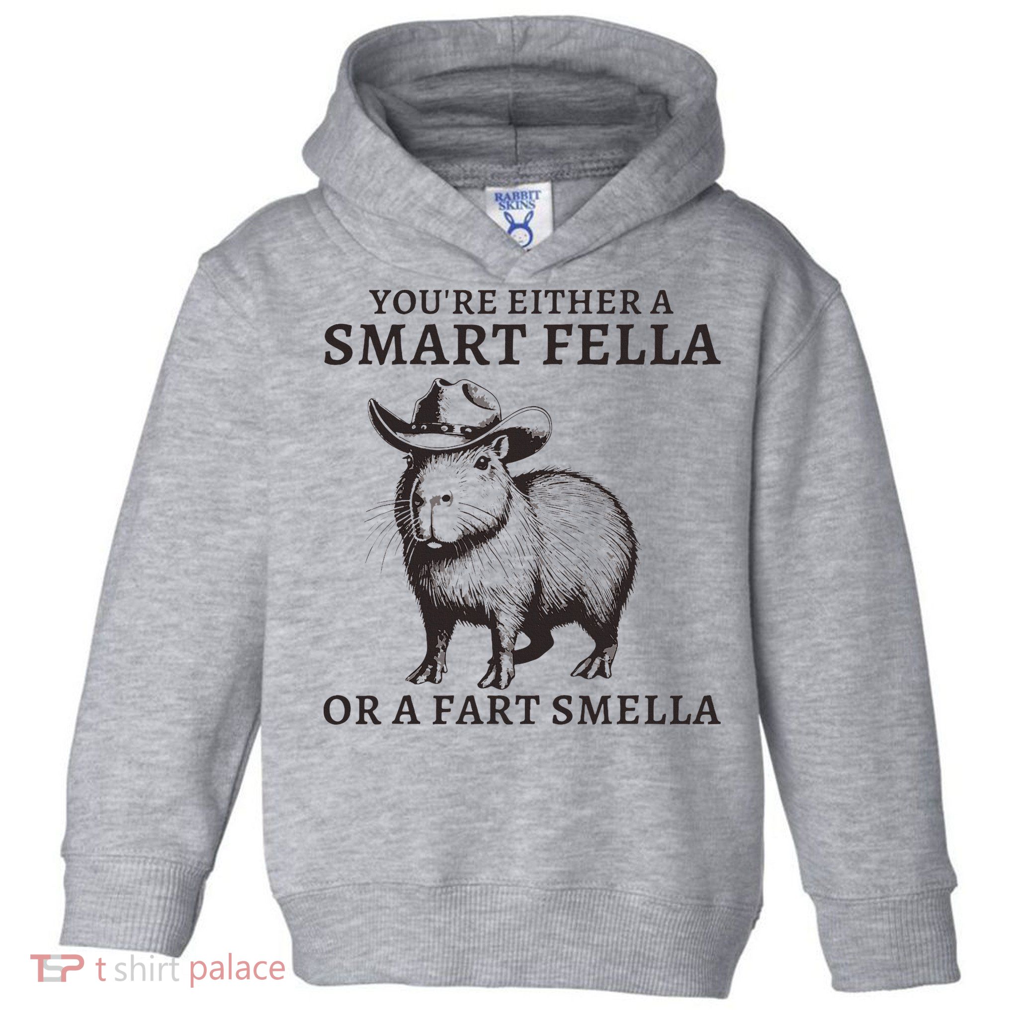 Funny Capybara YouRe Either A Smart Fella Or A Fart Smella Toddler Hoodie