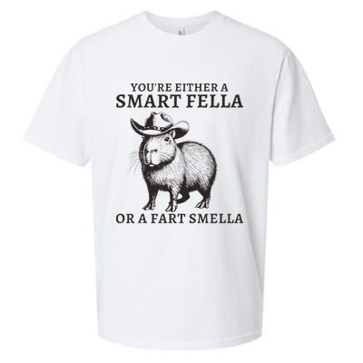 Funny Capybara YouRe Either A Smart Fella Or A Fart Smella Sueded Cloud Jersey T-Shirt