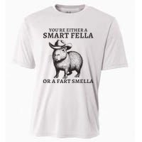 Funny Capybara YouRe Either A Smart Fella Or A Fart Smella Cooling Performance Crew T-Shirt