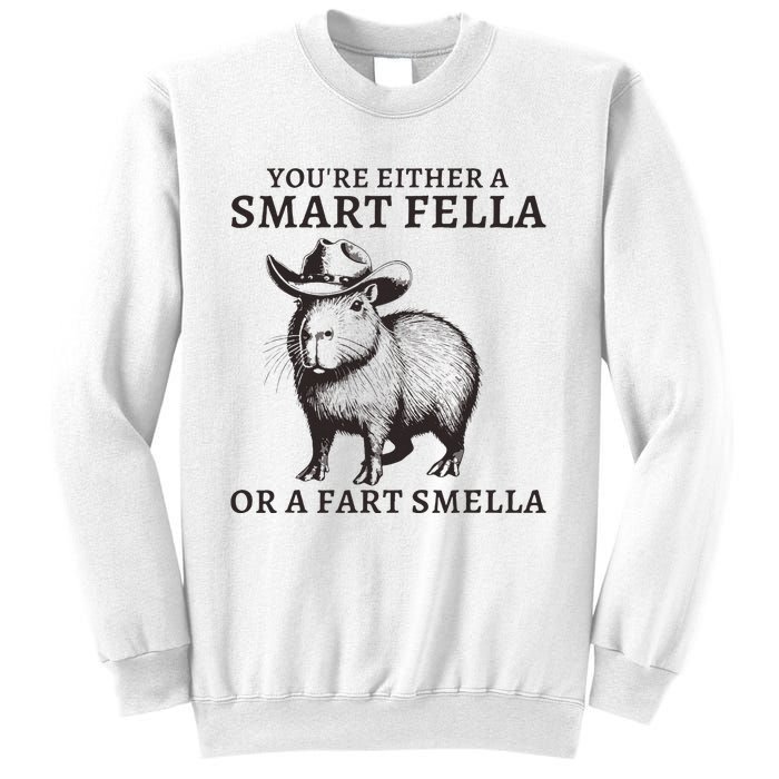 Funny Capybara YouRe Either A Smart Fella Or A Fart Smella Sweatshirt