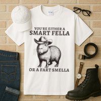 Funny Capybara YouRe Either A Smart Fella Or A Fart Smella Tall T-Shirt