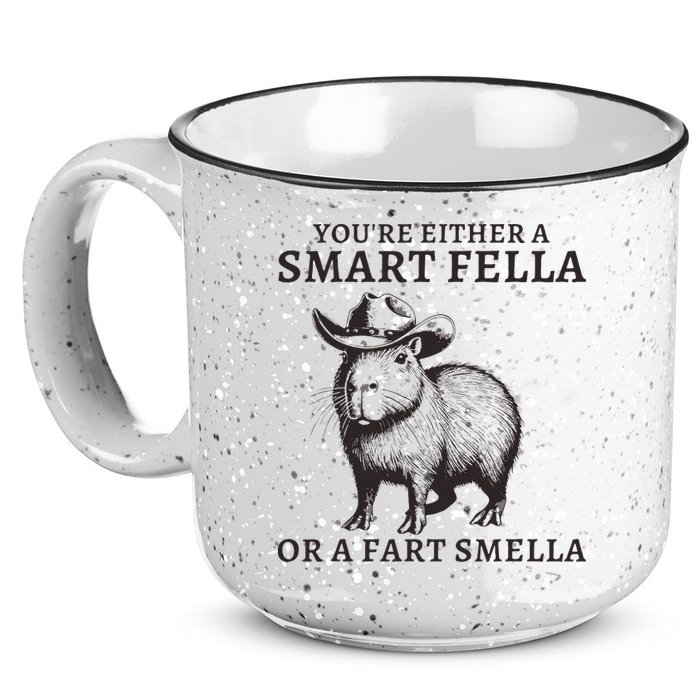 Funny Capybara YouRe Either A Smart Fella Or A Fart Smella 15oz Campfire Ceramic Mug