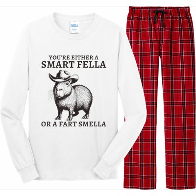 Funny Capybara YouRe Either A Smart Fella Or A Fart Smella Long Sleeve Pajama Set