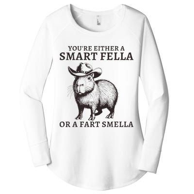 Funny Capybara YouRe Either A Smart Fella Or A Fart Smella Women's Perfect Tri Tunic Long Sleeve Shirt