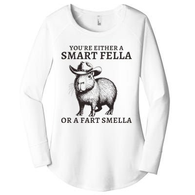 Funny Capybara YouRe Either A Smart Fella Or A Fart Smella Women's Perfect Tri Tunic Long Sleeve Shirt