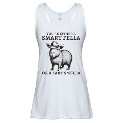 Funny Capybara YouRe Either A Smart Fella Or A Fart Smella Ladies Essential Flowy Tank