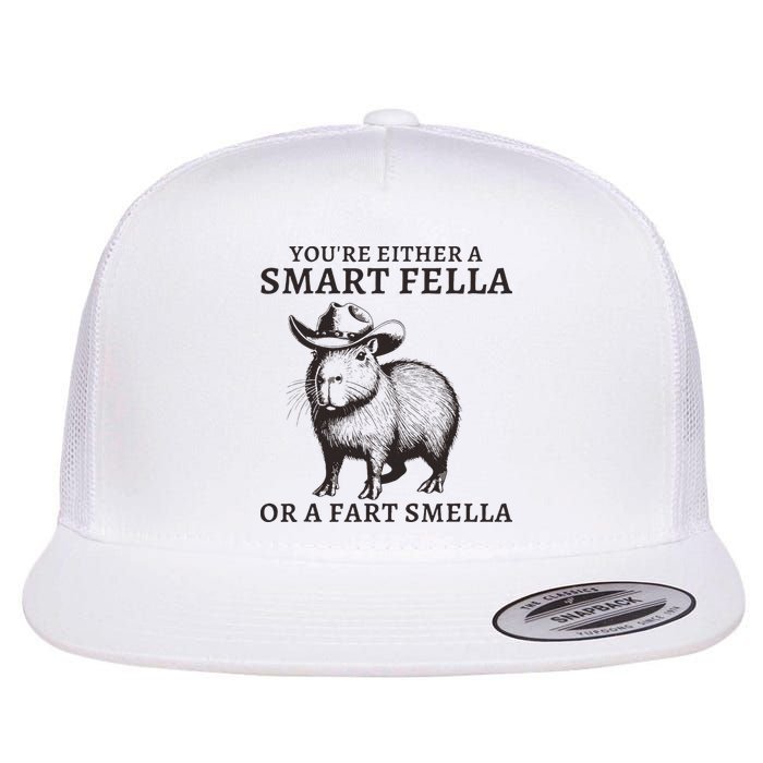 Funny Capybara YouRe Either A Smart Fella Or A Fart Smella Flatbill Hat