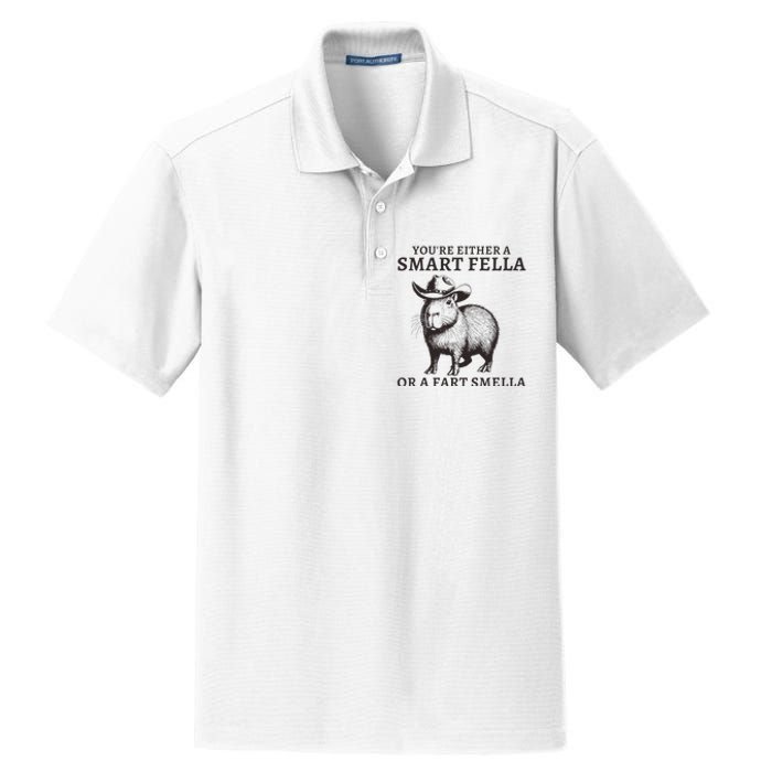 Funny Capybara YouRe Either A Smart Fella Or A Fart Smella Dry Zone Grid Polo