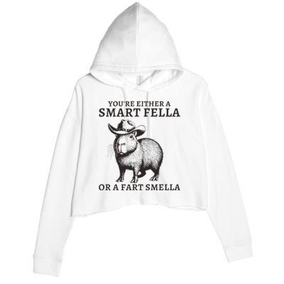 Funny Capybara YouRe Either A Smart Fella Or A Fart Smella Crop Fleece Hoodie