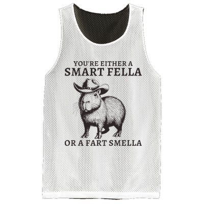 Funny Capybara YouRe Either A Smart Fella Or A Fart Smella Mesh Reversible Basketball Jersey Tank