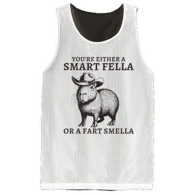 Funny Capybara YouRe Either A Smart Fella Or A Fart Smella Mesh Reversible Basketball Jersey Tank