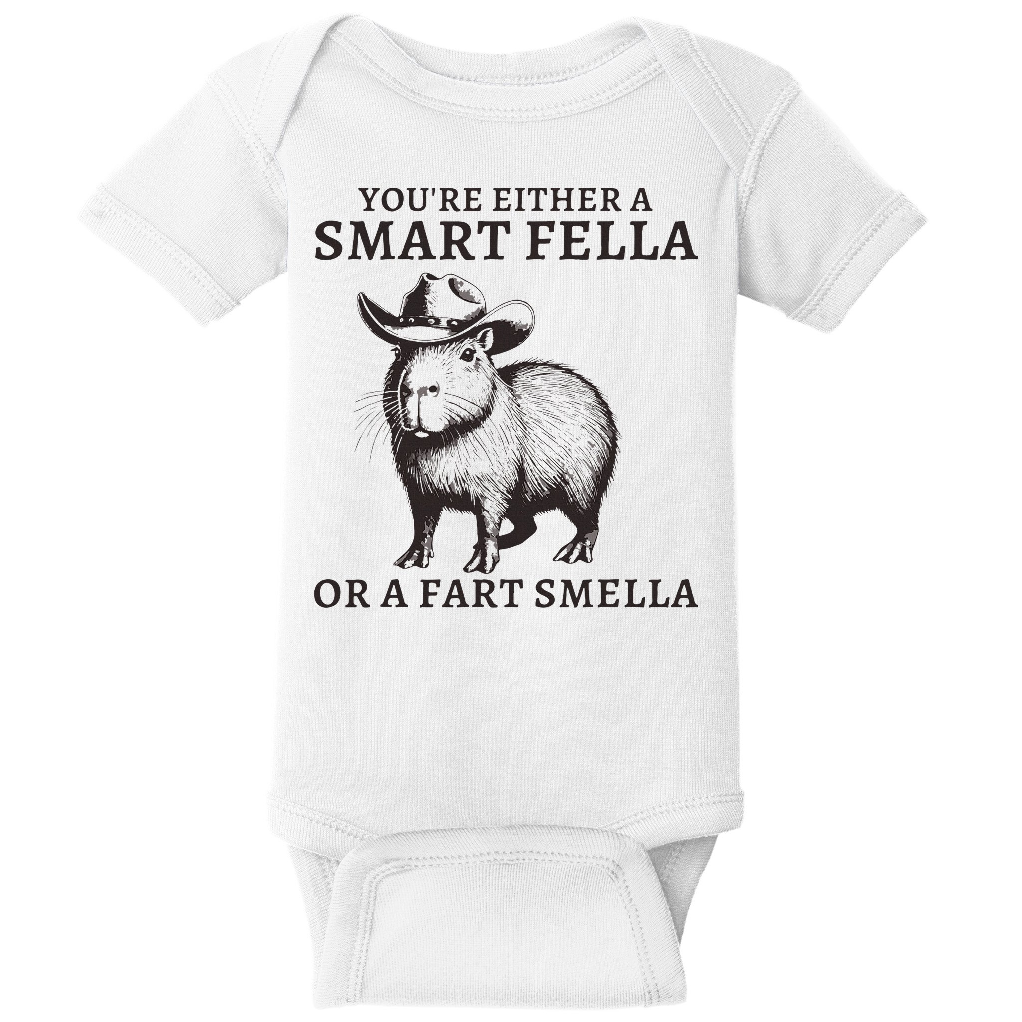 Funny Capybara YouRe Either A Smart Fella Or A Fart Smella Baby Bodysuit