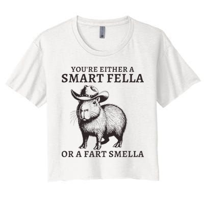 Funny Capybara YouRe Either A Smart Fella Or A Fart Smella Crop Top