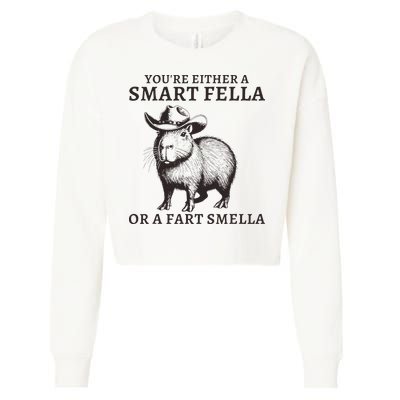 Funny Capybara YouRe Either A Smart Fella Or A Fart Smella Cropped Pullover Crew