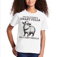 Funny Capybara YouRe Either A Smart Fella Or A Fart Smella Kids T-Shirt