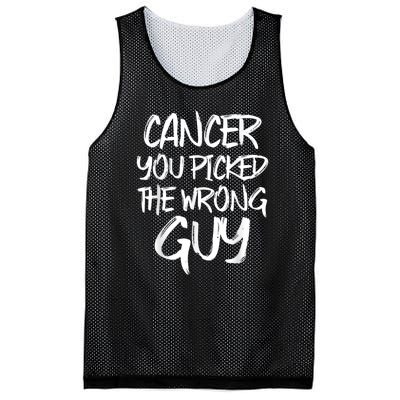 Funny Cancer You Picked The Wrong Guy Fighter Survivor Gift Mesh Reversible Basketball Jersey Tank