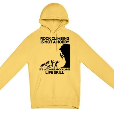 Funny Climbing Zombie Escape Rock Climber Tee Premium Pullover Hoodie