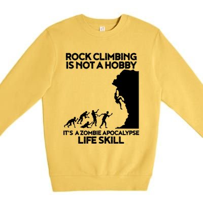 Funny Climbing Zombie Escape Rock Climber Tee Premium Crewneck Sweatshirt