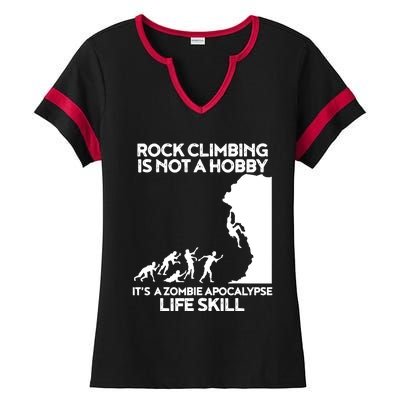 Funny Climbing Zombie Escape Rock Climber Tee Ladies Halftime Notch Neck Tee