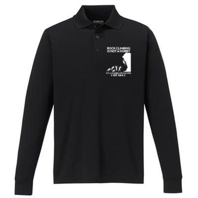 Funny Climbing Zombie Escape Rock Climber Tee Performance Long Sleeve Polo