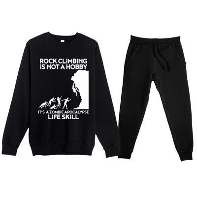 Funny Climbing Zombie Escape Rock Climber Tee Premium Crewneck Sweatsuit Set