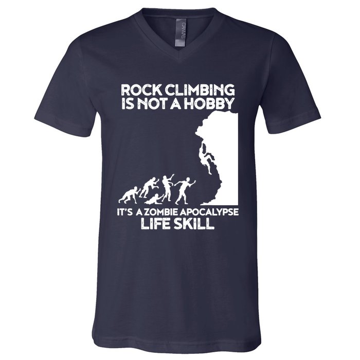 Funny Climbing Zombie Escape Rock Climber Tee V-Neck T-Shirt