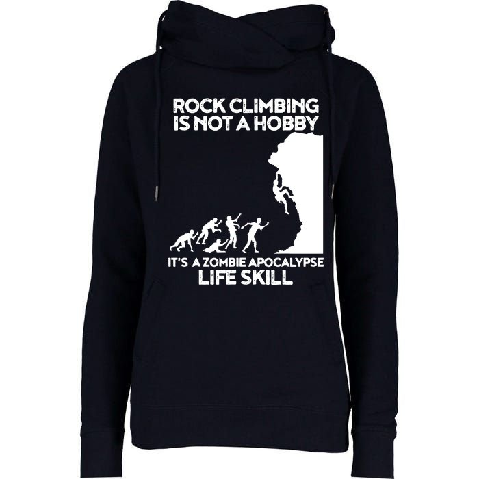 Funny Climbing Zombie Escape Rock Climber Tee Womens Funnel Neck Pullover Hood