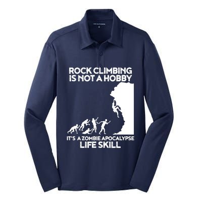 Funny Climbing Zombie Escape Rock Climber Tee Silk Touch Performance Long Sleeve Polo