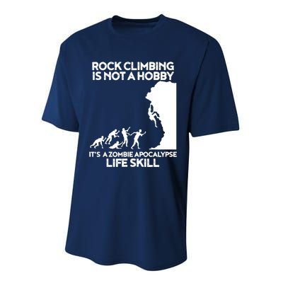 Funny Climbing Zombie Escape Rock Climber Tee Performance Sprint T-Shirt