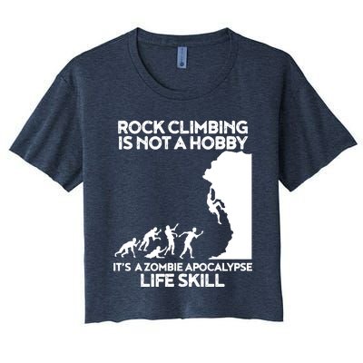 Funny Climbing Zombie Escape Rock Climber Tee Women's Crop Top Tee