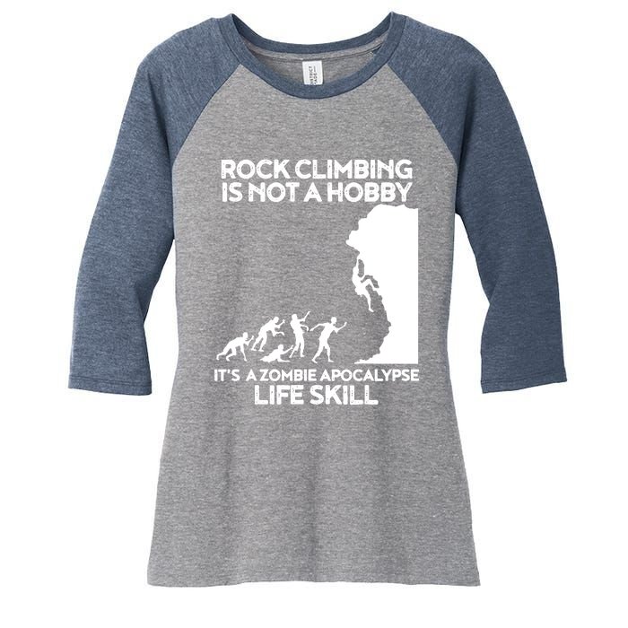 Funny Climbing Zombie Escape Rock Climber Tee Women's Tri-Blend 3/4-Sleeve Raglan Shirt