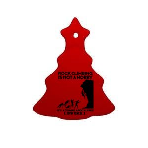 Funny Climbing Zombie Escape Rock Climber Tee Ceramic Tree Ornament