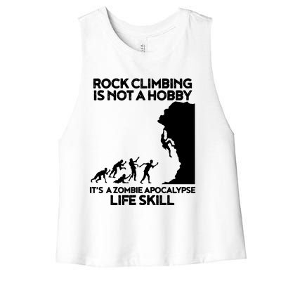 Funny Climbing Zombie Escape Rock Climber Tee Women's Racerback Cropped Tank