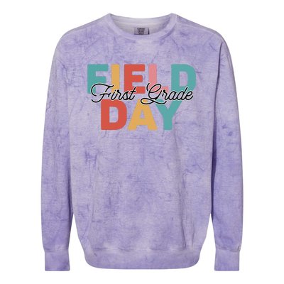 Field Day 1st First Grade School Teacher Retro Vintage Colorblast Crewneck Sweatshirt