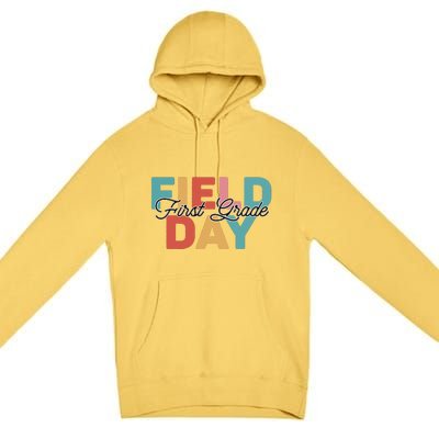 Field Day 1st First Grade School Teacher Retro Vintage Premium Pullover Hoodie