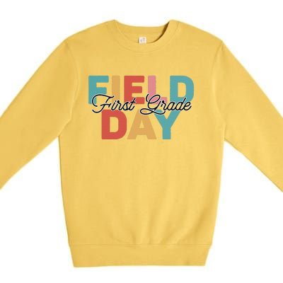 Field Day 1st First Grade School Teacher Retro Vintage Premium Crewneck Sweatshirt