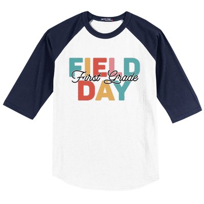 Field Day 1st First Grade School Teacher Retro Vintage Baseball Sleeve Shirt