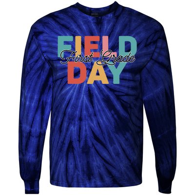 Field Day 1st First Grade School Teacher Retro Vintage Tie-Dye Long Sleeve Shirt