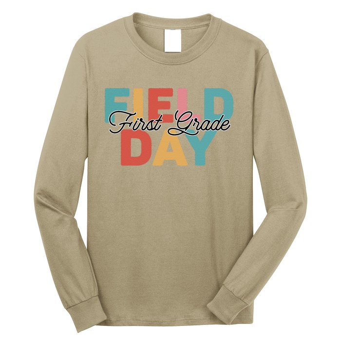 Field Day 1st First Grade School Teacher Retro Vintage Long Sleeve Shirt