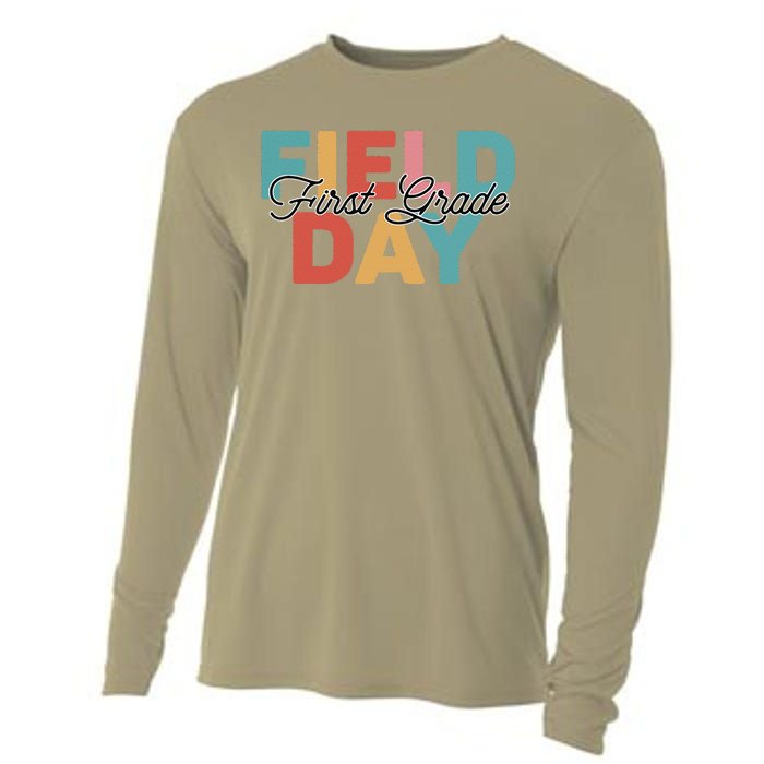 Field Day 1st First Grade School Teacher Retro Vintage Cooling Performance Long Sleeve Crew