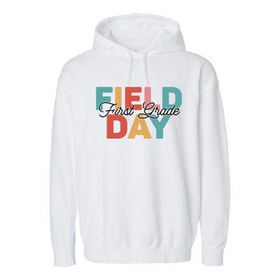 Field Day 1st First Grade School Teacher Retro Vintage Garment-Dyed Fleece Hoodie