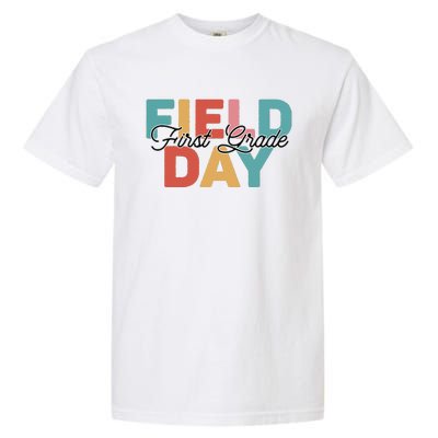 Field Day 1st First Grade School Teacher Retro Vintage Garment-Dyed Heavyweight T-Shirt