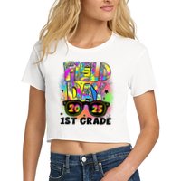Field Day 1st Grade Field Day Fun Day Teacher Student Women's Crop Top Tee