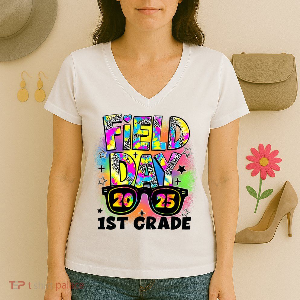 Field Day 1st Grade Field Day Fun Day Teacher Student  Women's V-Neck T-Shirt