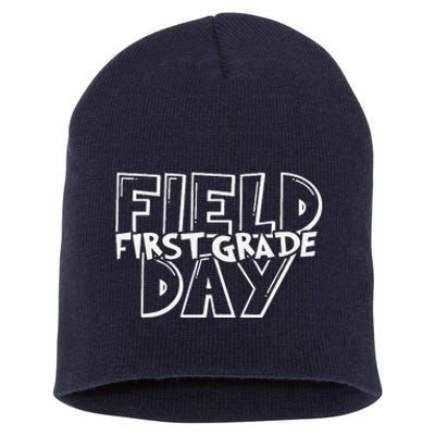 Field Day 2024 First Grade School Teacher Blue Short Acrylic Beanie