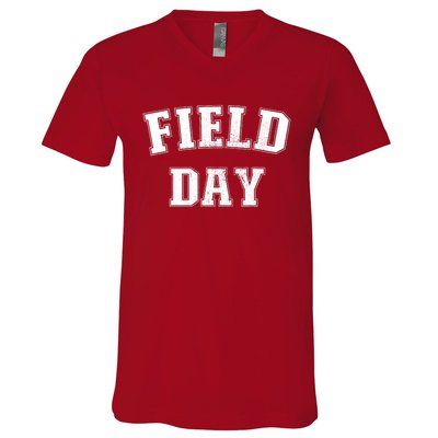 Field Day 2024 For School Teachers Family Team Orange V-Neck T-Shirt