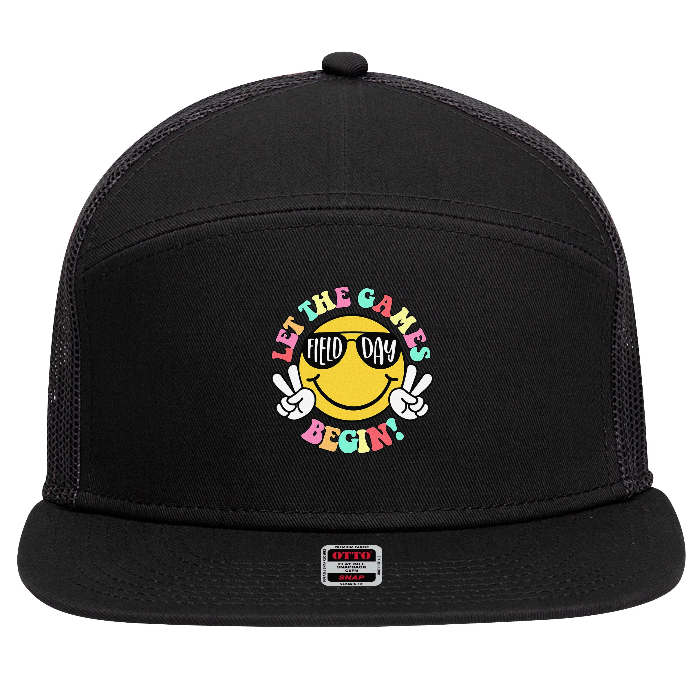 Field Day 2025 Let The Games Begin Teachers Field Day 7 Panel Mesh Trucker Snapback Hat