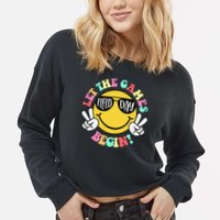 Field Day 2025 Let The Games Begin Teachers Field Day Cropped Pullover Crew