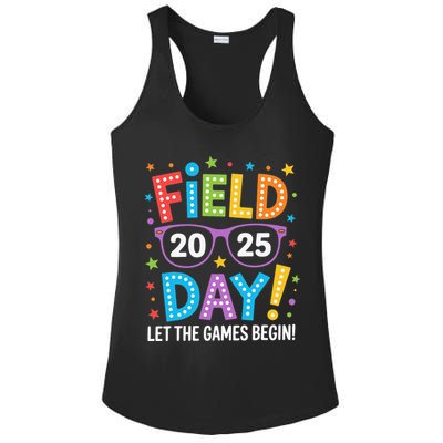 Field Day 2025 Let The Games Begin Teacher Ladies PosiCharge Competitor Racerback Tank